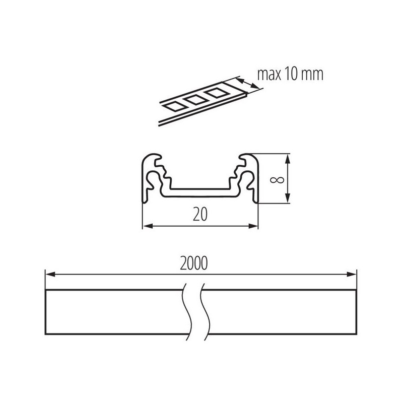 LED lišta PROFILO D  -kryt 26542 2m