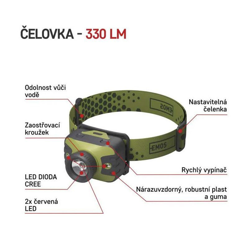 Čelovka CREE LED 330lm   P3539 200m