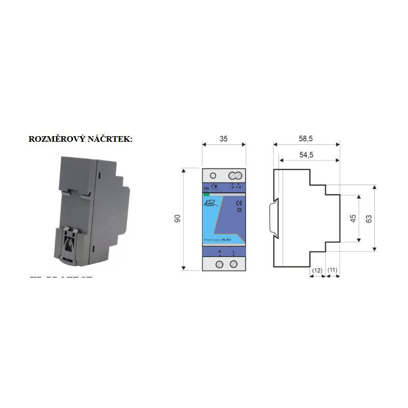Zdroj PS-512 síťový  1,5A 24V/DC