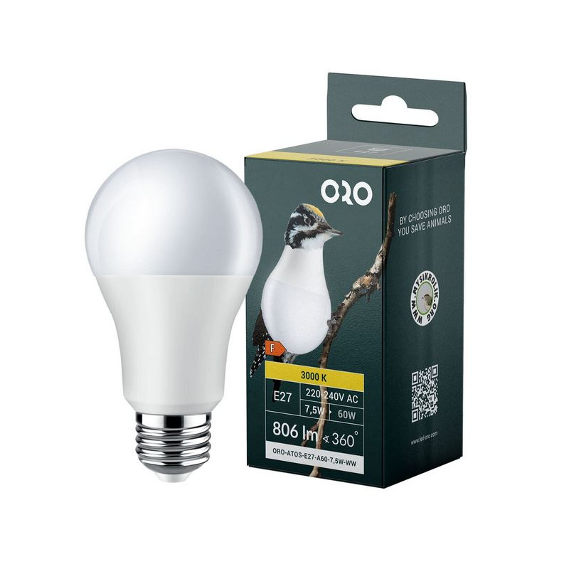LED žár.ORO-ATOS-E27-A60- 7W-WW  3K